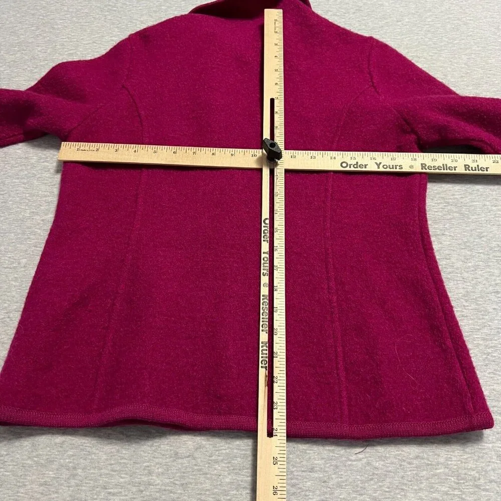 Appleseeds Cardigan Jacket Womens Small Pink Fushia Boiled Wool Cozy Prep Barbie